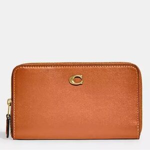 Coach Medium Zip Around Wallet Brass/Faded Orange